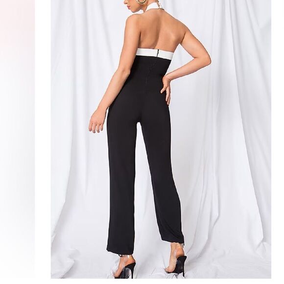 Black Halter Neck Jumpsuit SUPERDOWN Size Medium Pants Suit Size Medium - Picture 5 of 12